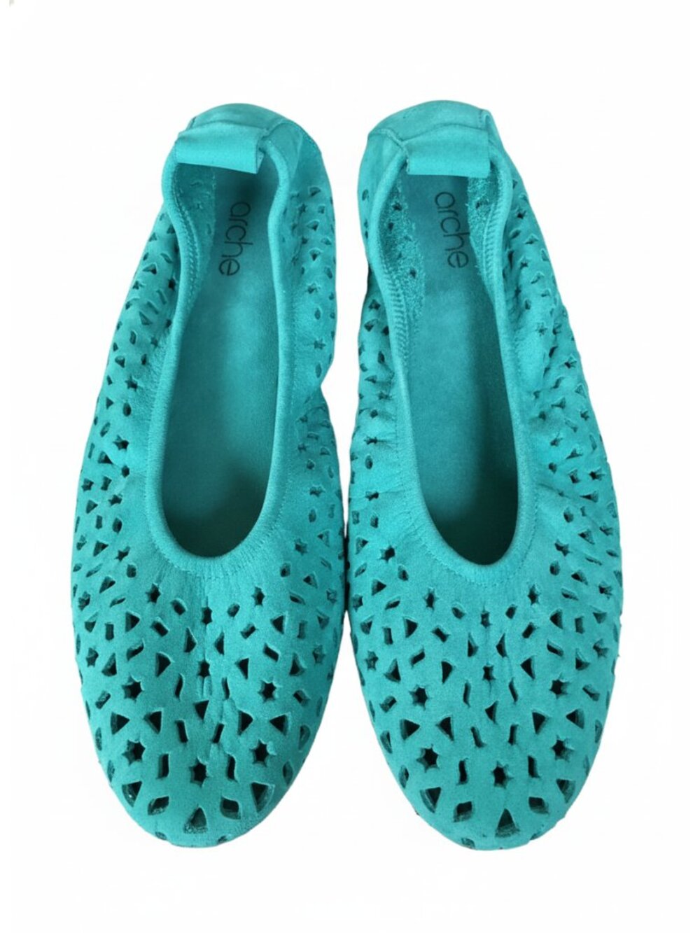 Arche Perforated Suede Ballet Flats Teal Blue EU 36 US 6